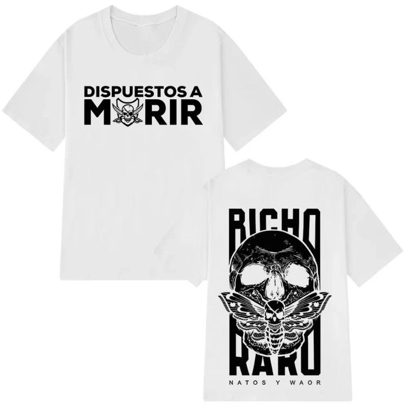 Camisetas de Moda Góticas de Hip-hop con Estampado de Esqueleto Bicho Raro Negra de Rapper NATOS WAOR 2025, Camisetas de Algodón Y2K para Hombre y Mujer