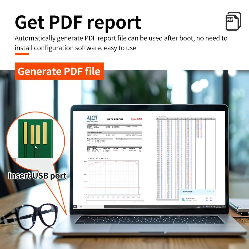 180 Days USB Temperature Data Logger Alarm PDF Report High Precision Disposable Thermometer Recorder Lab Refrigerated Cold Chain