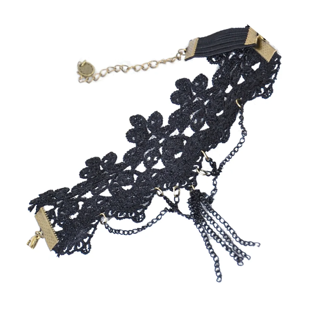 قابل للتعديل الأسود شرابة الذراع خمر الدانتيل الحرفية زهرة نمط سوار الزخرفية لحفل أداء الرقص هدية #5