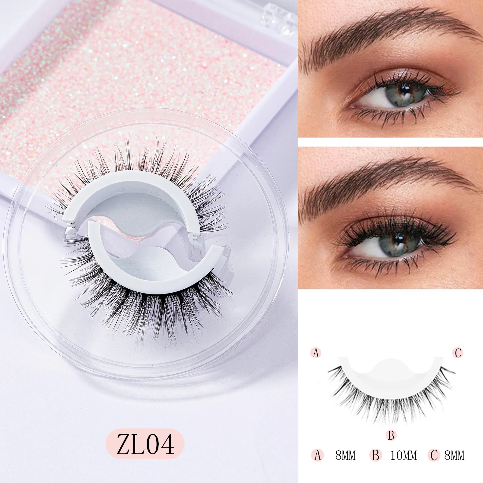 1 paio Curling Up Innesto Ciglia Riutilizzabili Autoadesive Ciglia Finte Striscia Completa Ciglia Senza Colla 3 Secondi Da Indossare Ciglia