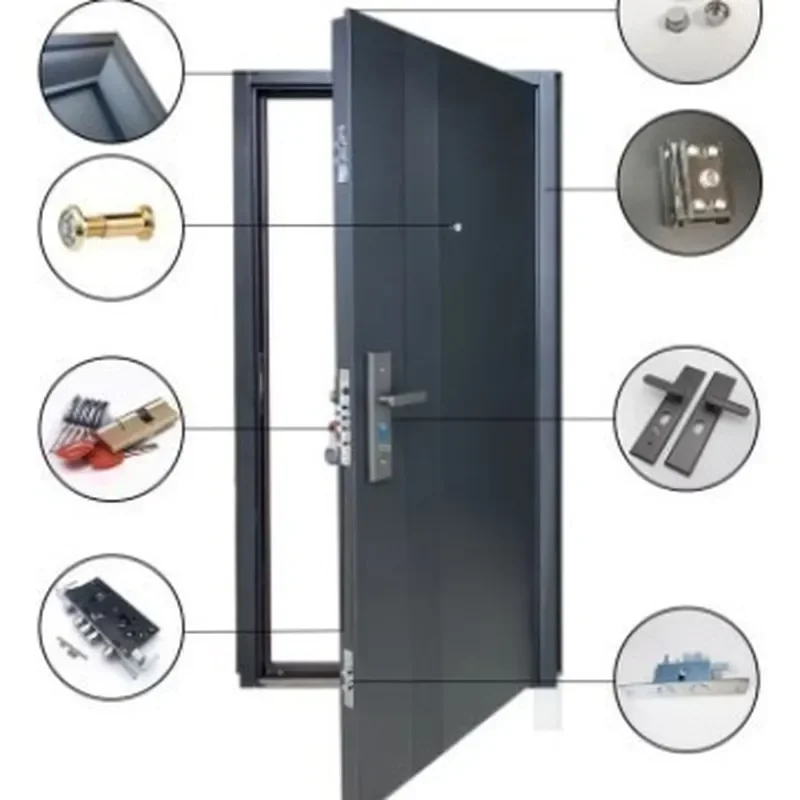 Modern Splicing Process Entry Door Copper Pattern Child and Mother Anti Theft Engineering Style Front Door
