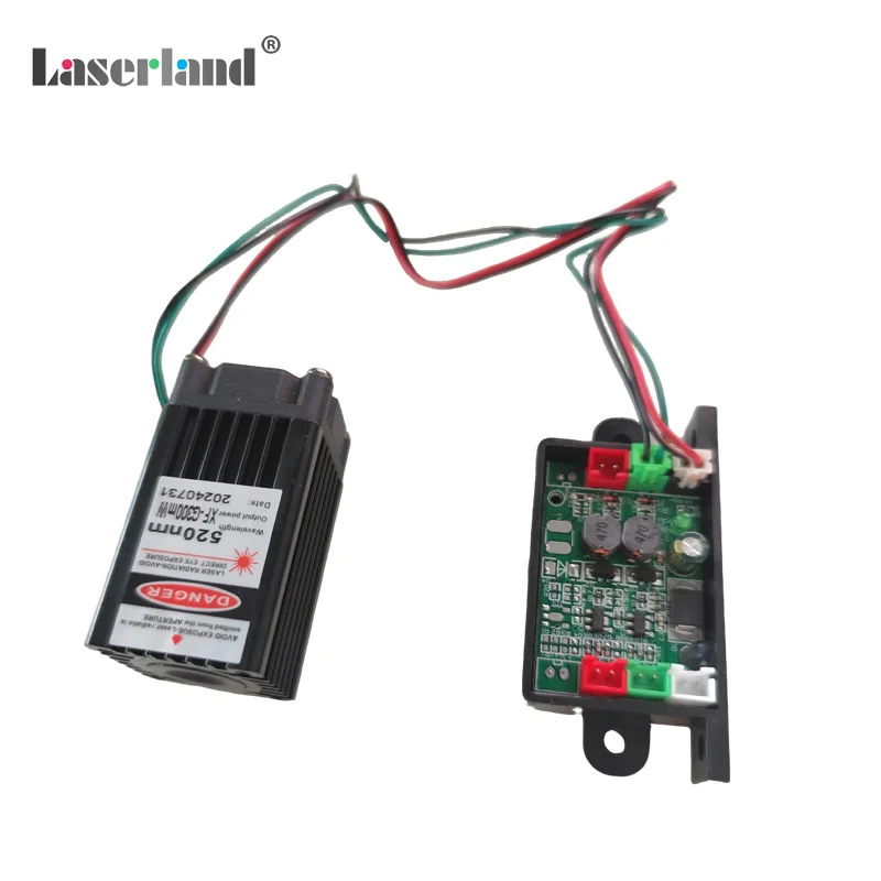 520nm 100 ميجا واط شعاع أخضر ليزر نقطة وحدة ديود المرحلة طويلة واجب دائرة 12VDC TTL