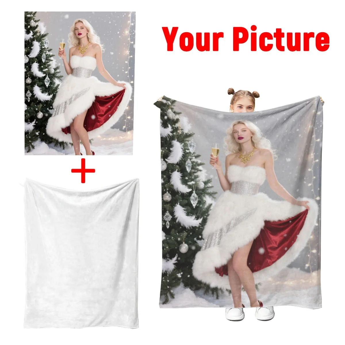 Benutzerdefinierte Weihnachts-Paar-Jubiläums-Flanelldecke – mit personalisiertem Datum + Weihnachtsmuster, konstante Temperatur, warm, maschinenwaschbar, nicht verformbar, geeignet für Bett im