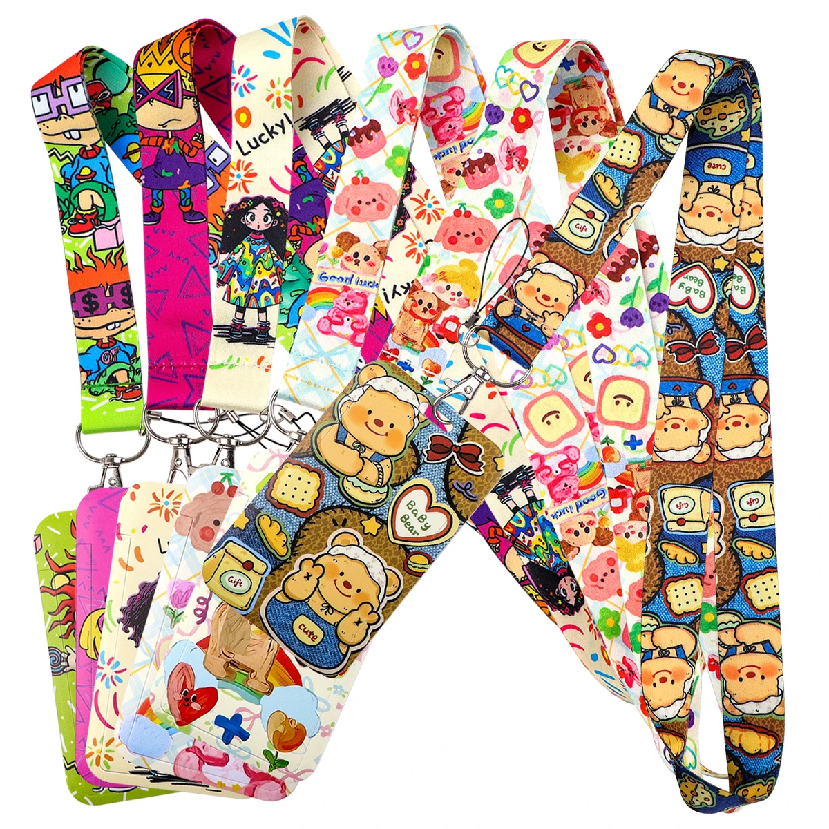 Cute Cartoon Bears Lanyards for Keys Kids Neck Strap ID Card Cell Phone Straps USB Badge Holder Hang Rope Keychain Accessories