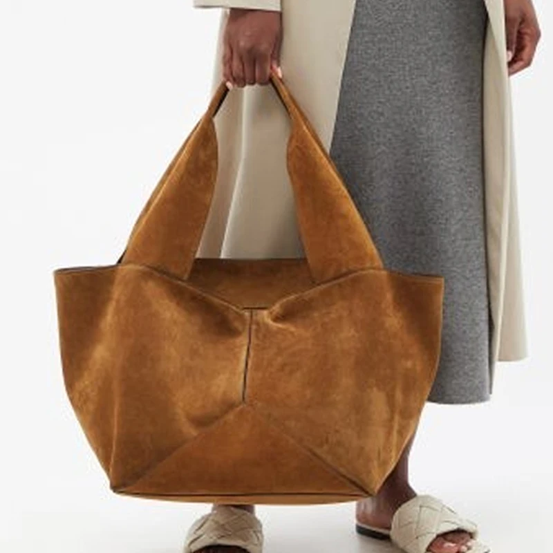 Tote Bucket Underarm Bags For Women Luxury Designer Handbags And Purses 2023 New In Fashion Simple Soft Faux Suede Shoulder