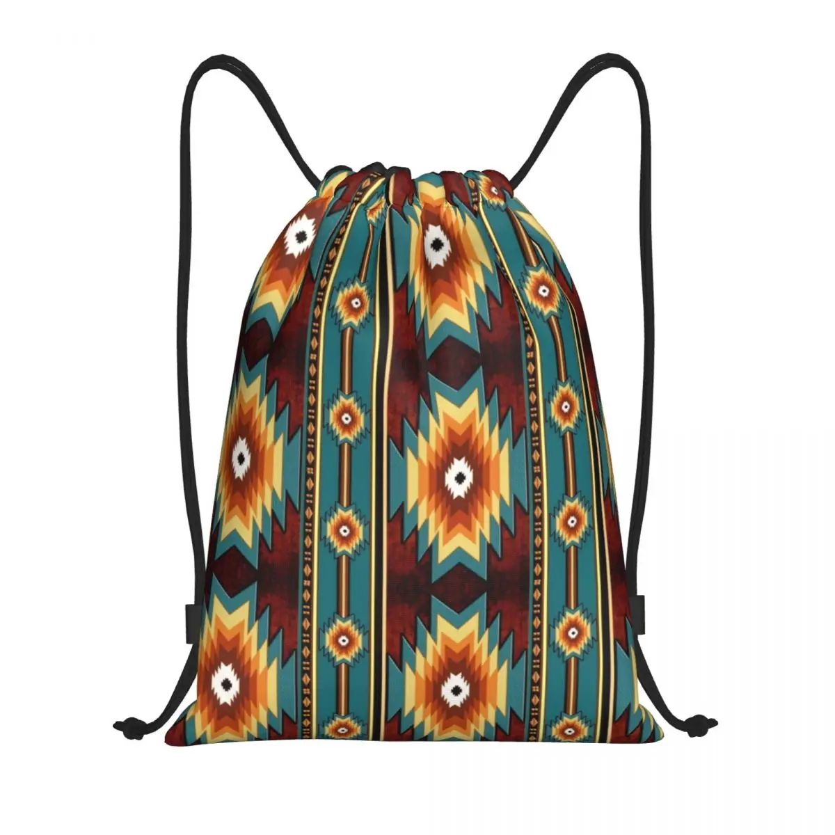 Custom Ethnic Navajo Southwestern Pattern Poster Drawstring Bag for Shopping Yoga Backpacks Women Men Sports Gym Sackpack