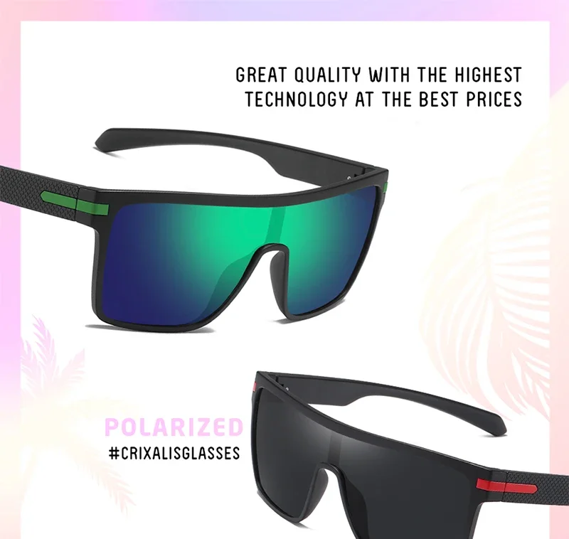 Crixalis 3pcs Mode polarisierte Sonnenbrille für Männer übergroße Spiegel Blends chutz Sonnenbrille männliche Brille Schatten UV-Schutz – Detail 2