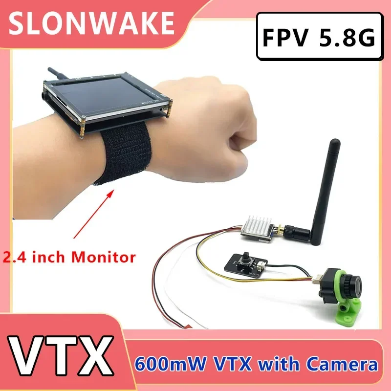 SLONWAKE Easy to use  FPV 5.8G 600mW VTX Transmitter with  CMOS 1200TVL Camera + 2.4 inch mini Monitor for Racing Drone fpv set