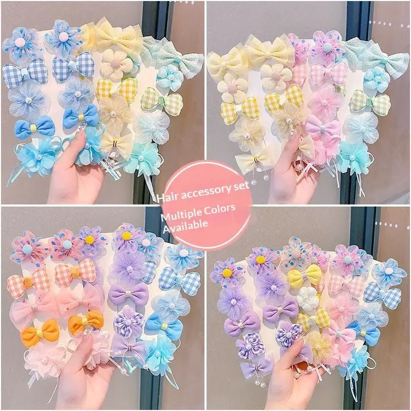Kids Bow Hair Clip Set Lace Flower Barrettes Lightweight Breathable Sweet Hair Pins For Baby Girls Daily Princess Hair Styling