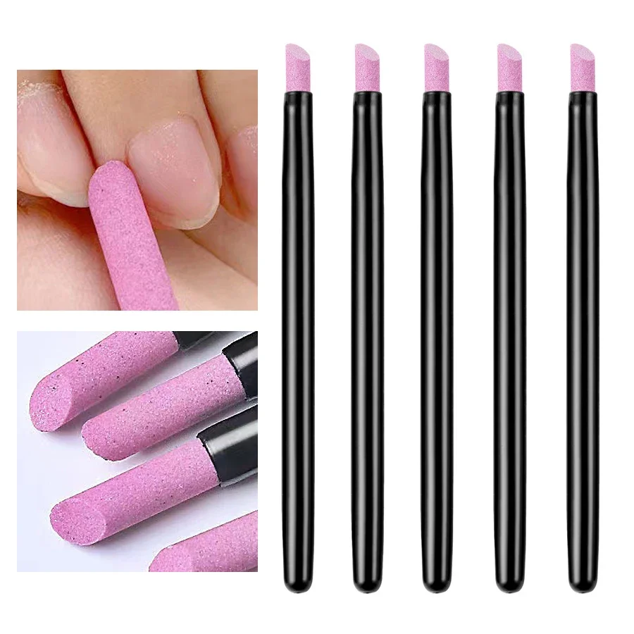 5 szt. Przenośne pisaki kwarcowe do szlifowania paznokci, narzędzia do pielęgnacji manicure, usuwania skórek, martwego naskórka i lakieru hybrydowego