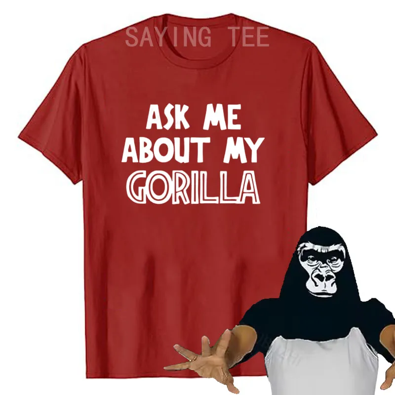 Fragen Sie mich nach meinem Gorilla-T-Shirt für Männer und Jungen, lustiges Retro-Dschungel-Affen-Loose-Top, Persönlichkeits-T-Shirt aus weicher Baumwolle, originelles Geschenk – Detail 7