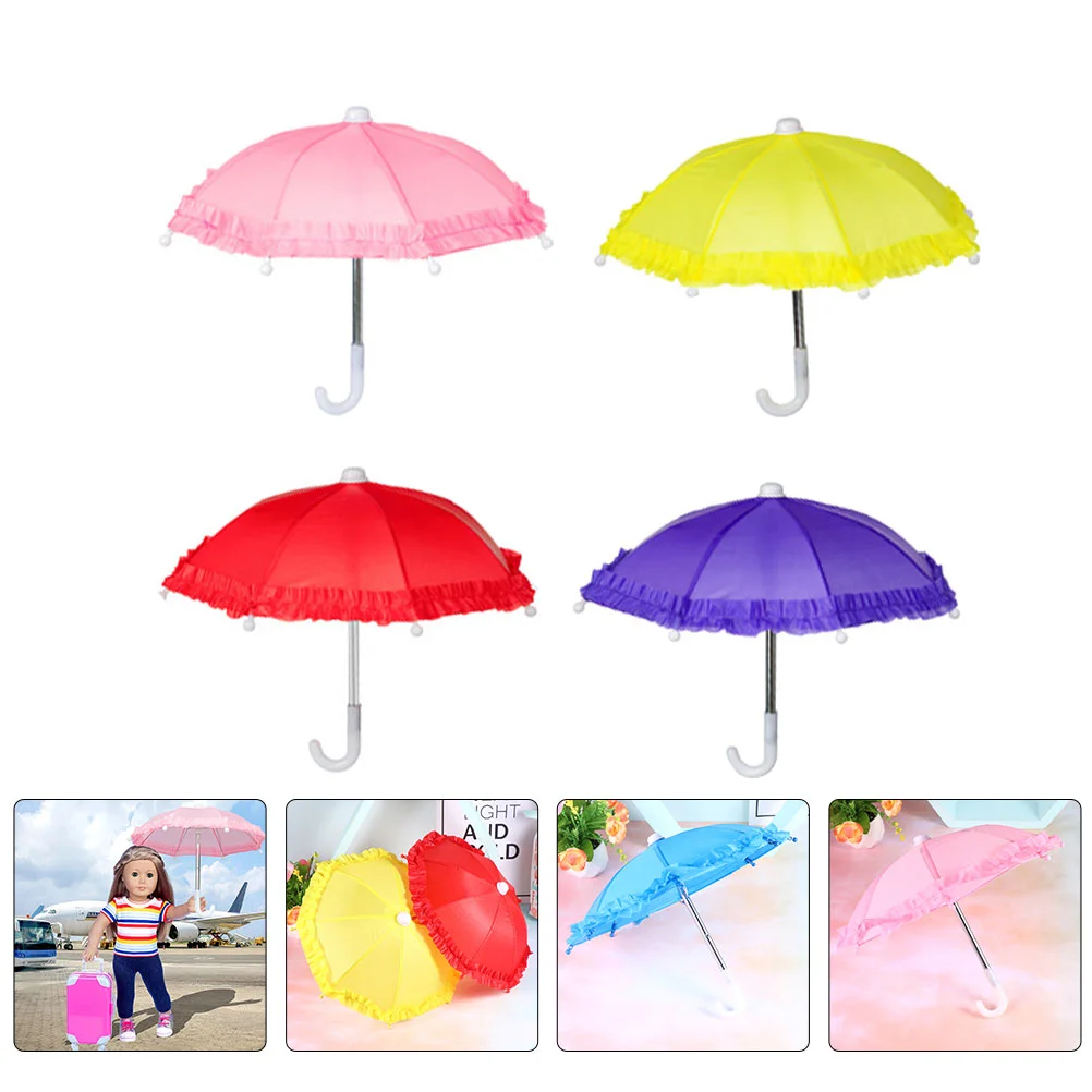 4 Pcs Mini Umbrella for Children Lace Decoration Kids Girl Children's Girls Rainy Day Outfit Toy Tiny Miniature Beach