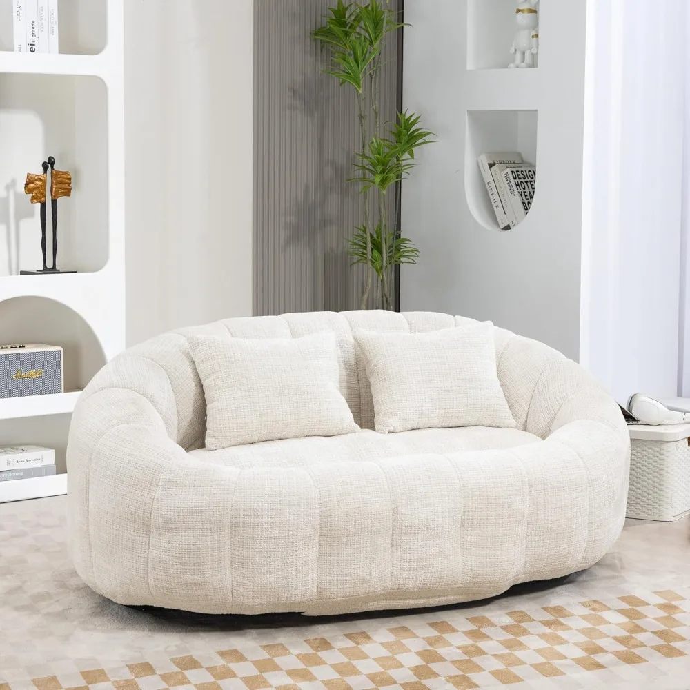 

Giant Bean Bag Chair Couch with Foam Filler, Oversized Bean Bag Sofa for Adults,Teens, Comfy Floor Loveseat with 2 Pillows