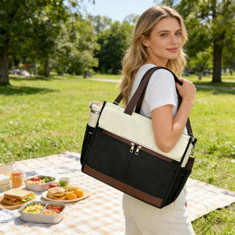 X5XA Elegant Heat Resistant Shoulder Bag For Professionals With Spacious Meal Area And Padded 15.6 Inch Computer Pocket