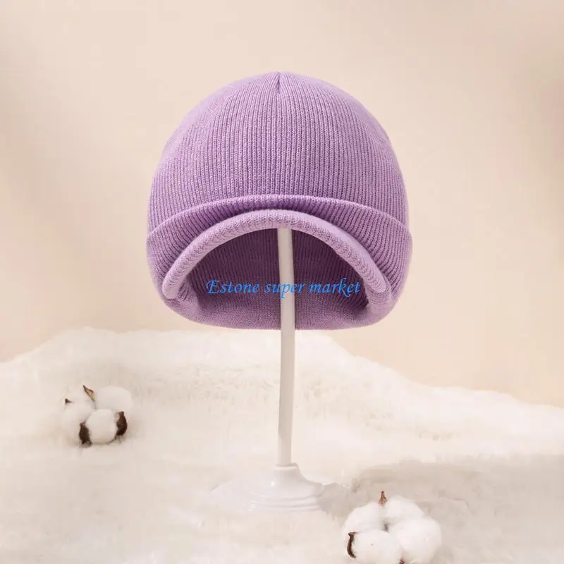 090B الخريف الشتاء بلون الطفل محبوك قبعة الأذن للحماية يندبروف قبعة بيسبول الدافئة لينة عادية Sunhat العقص قبعة #4