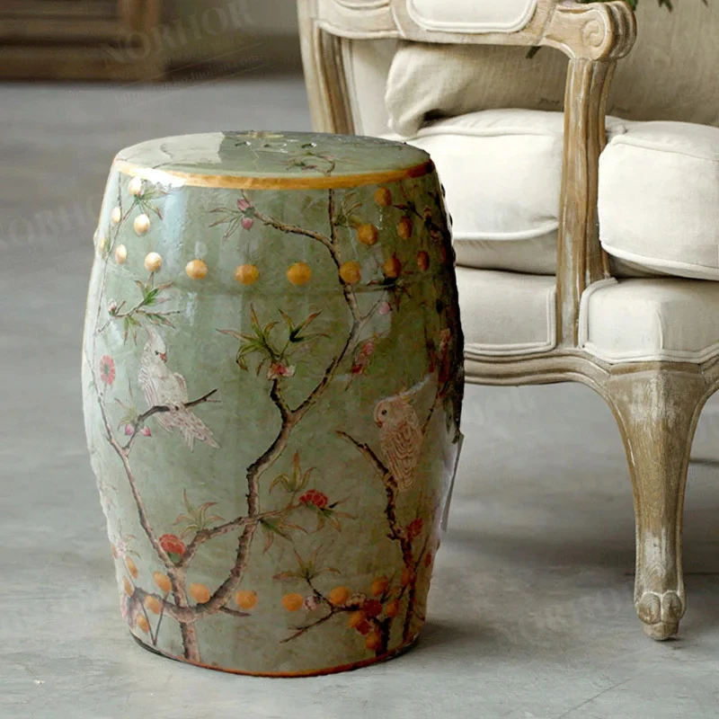 Modern Chinese Tall Parrot Ceramic Stool For Garden And Home Furniture Accessories