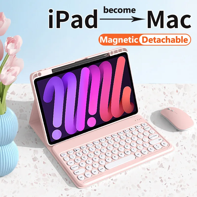 

Магнитный чехол для iPad Mini 2024 Mini 7 8,3 дюйма A17 Pro 7-го поколения Mini6 2021 Mini5 4 3 2 1 Bluetooth-клавиатура Мягкий кожаный чехол