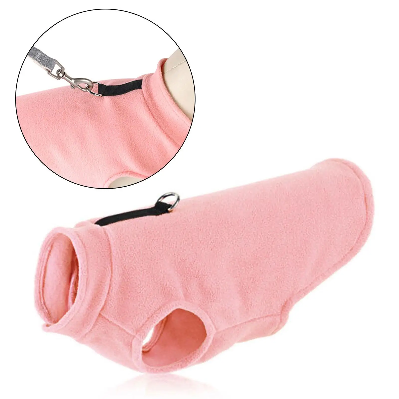 Dog Fleece Vest Sweater with D Rings Lightweight Durable Thermal Cold Weather Coats for Park Pet Costume Travel Training Pink