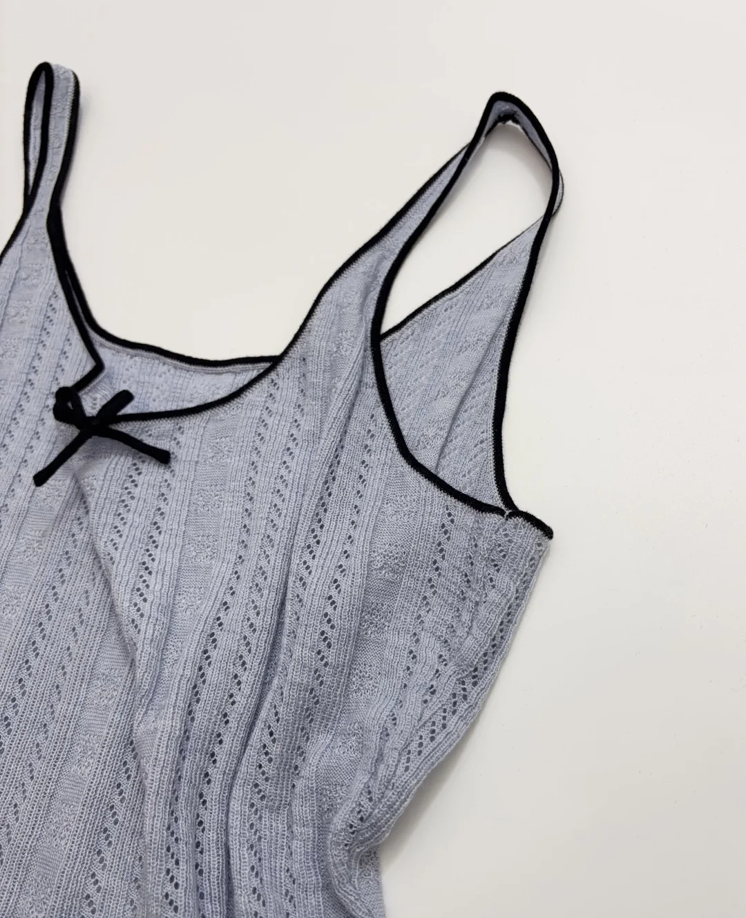 2026 Bow Decoration Women's Knitted Tank Top Sleeveless Square Neck Fashion Vest Top