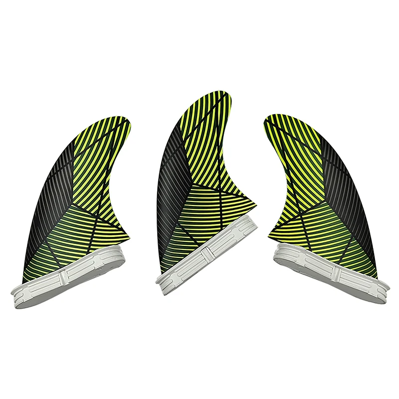 

UPSURF FCS2 Surfboard Thruster Fins G5 G7 M/L Size Double Tabs Base Carbon Honeycomb Surf Fins Black Green Grid Line 3PCS/Set