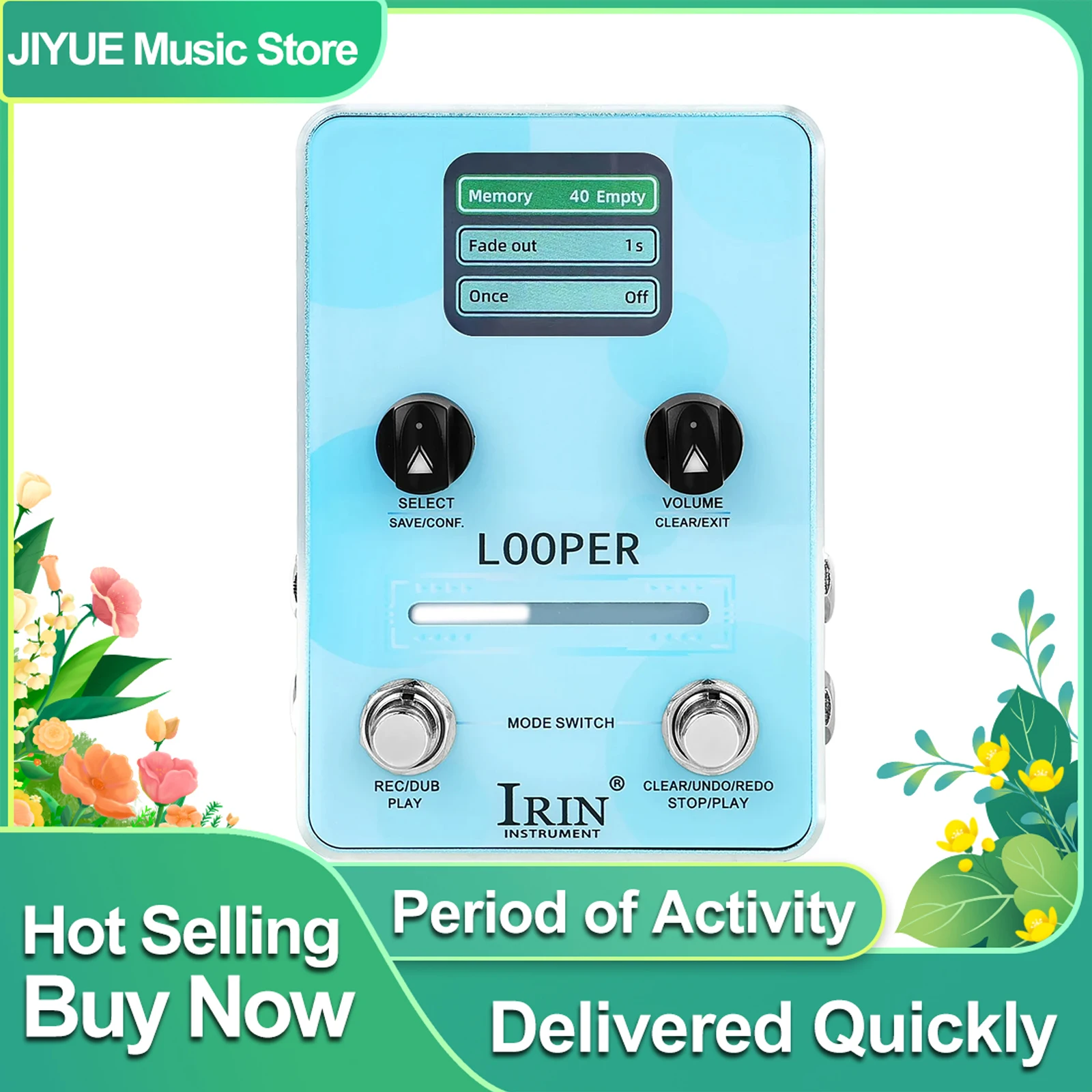 

Педаль эффектов для гитары IRIN Phrase Loop, 44,1 кГц, 16 бит, высококачественная петля, 40 петель, локации хранения, полная запись, 160 минут, педаль