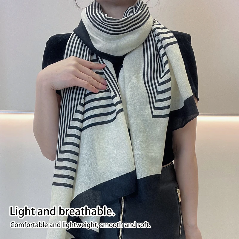 Grande sciarpa di lino di cotone Hijab donna stampa primavera nuovo scialle avvolgere mano femminile Foulard Pashmina viaggio moda avvolgere accessori