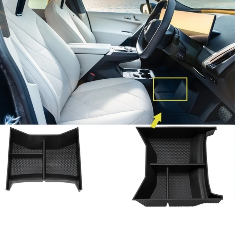 Black/Grey Car Central Control Organizer Storage Tray Armrest Box Container For BMW iX I20 Elektro EV 2022 2023 Car Accessories