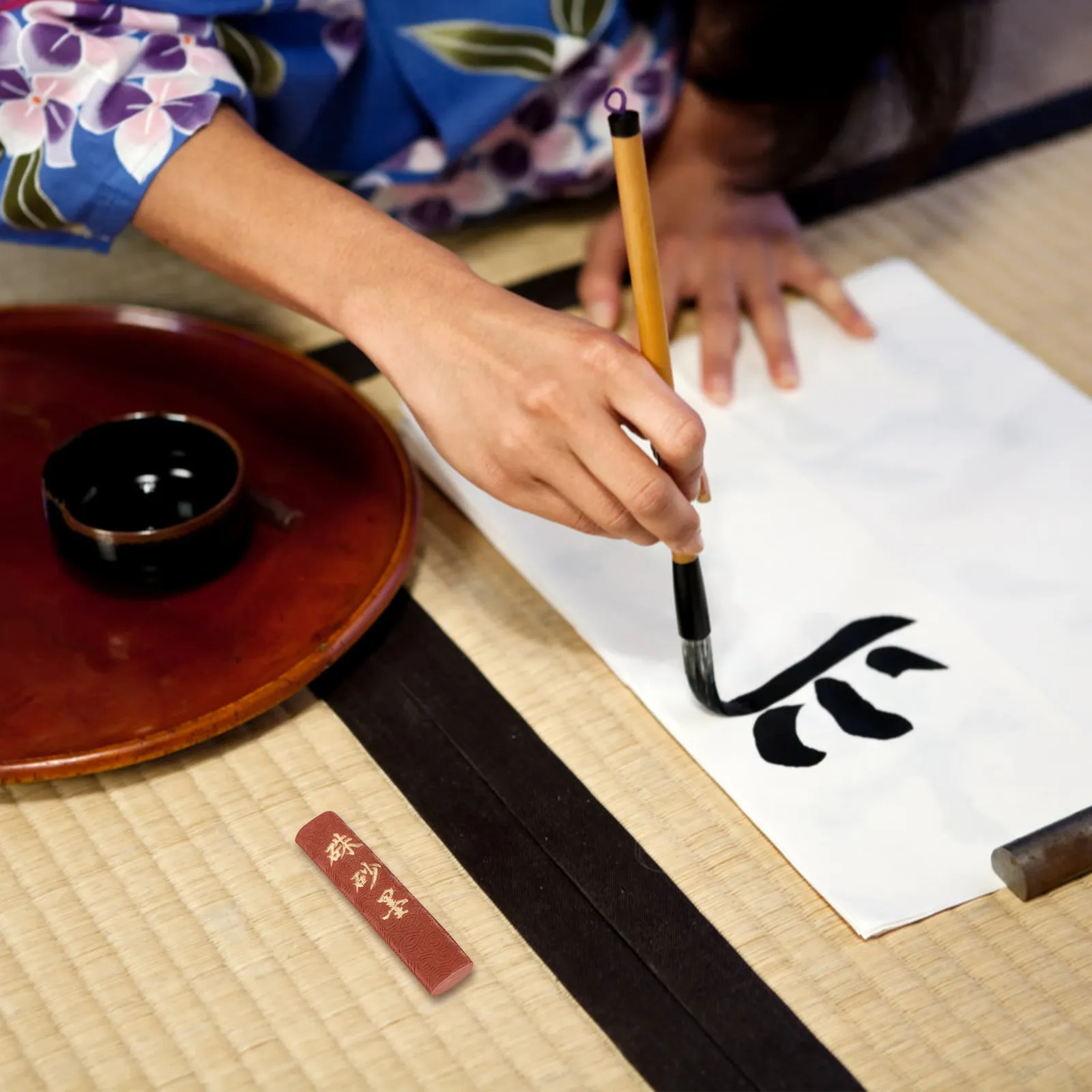 

1Pcs Zhu Sha Ink Stick Traditional Chinese Calligraphy Ink Block Smooth Surface Natural Shape for Beginners Students