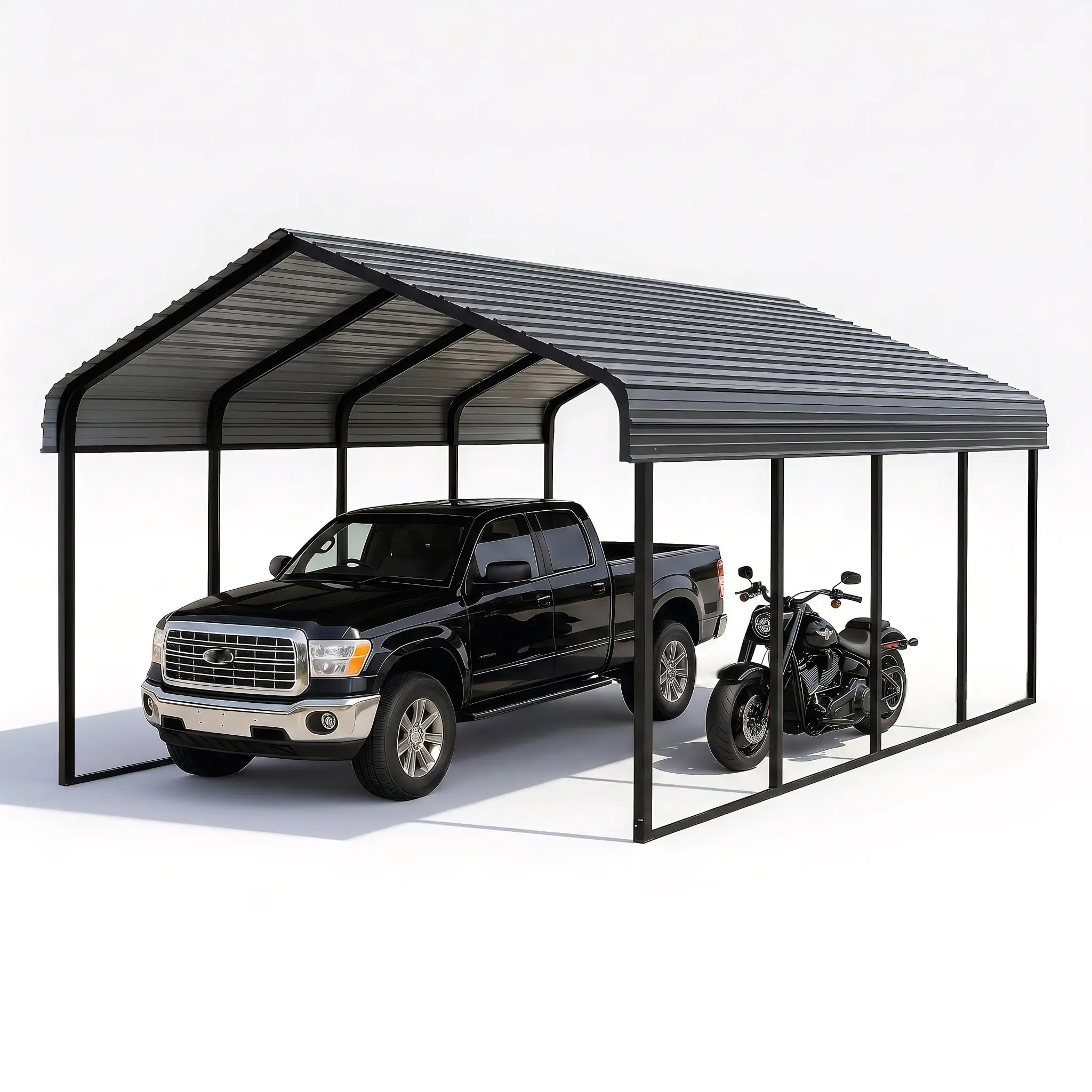 Gray 12x20 FT Heavy Duty Metal Carport Kit | Galvanized Steel Frame Car Port Canopy, All-Weather Waterproof Steel
