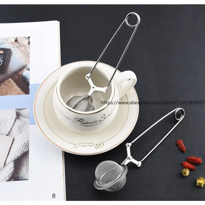 

Creative Stainless Steel Tea Strainer Flower Tea Seasoning Filtration Tennis Ball Household Tea Brewing with Handle