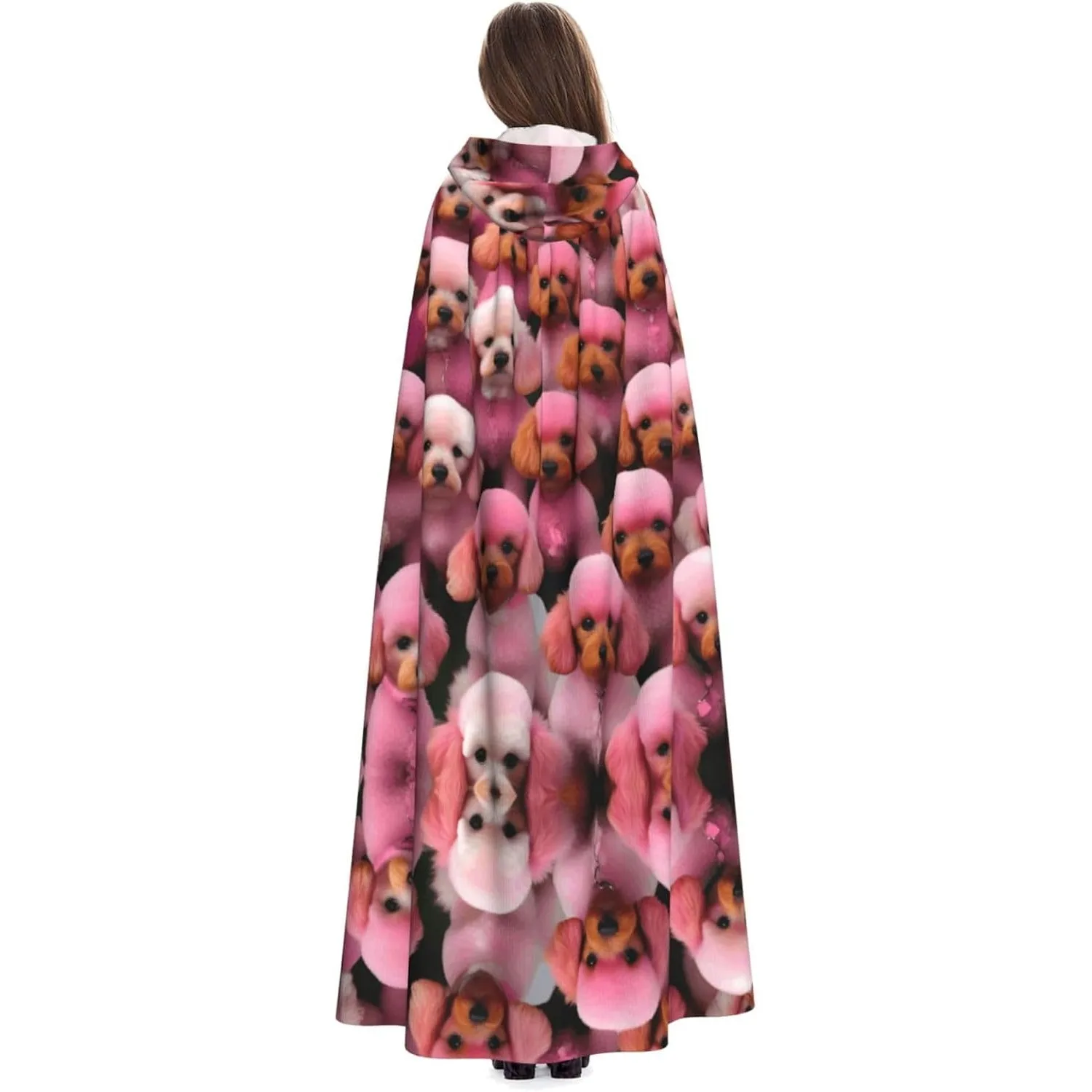 

Красный пудель с принтом собак, накидка с капюшоном для взрослых, карнавальная праздничная накидка, халат для косплея, костюм для вечеринки, готический карнавал