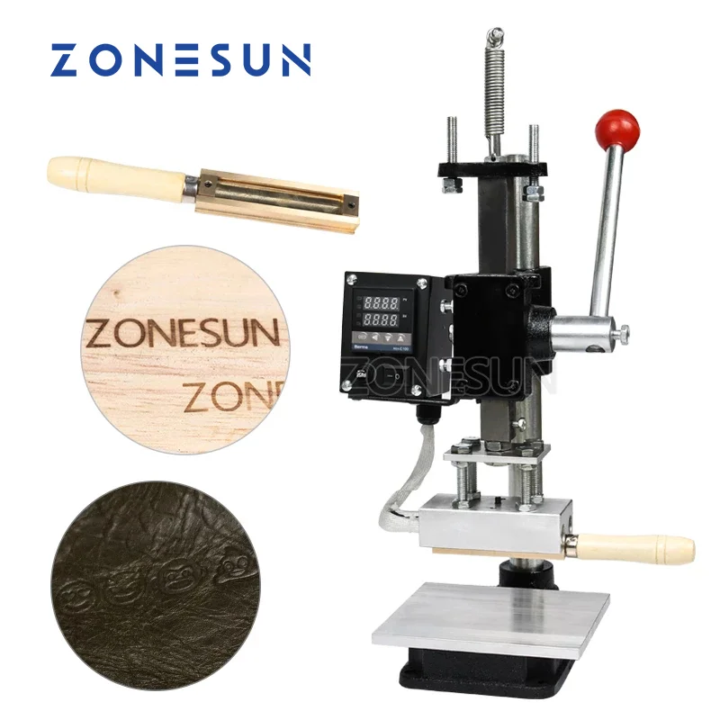 ZONESUN Manual PVC Card Leather Paper LOGO Hot Foil Stamping Embossing Creasing Machine Heat Press Machine