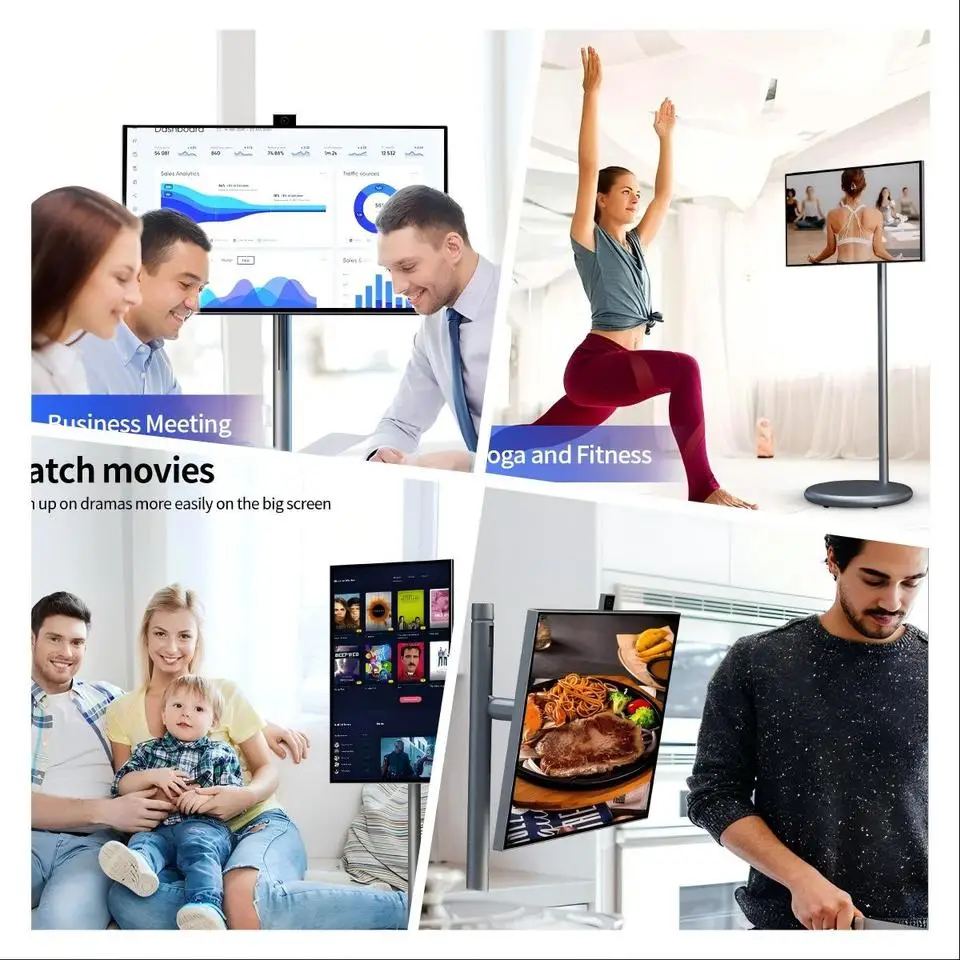 27 Inch Vertical Full HD 1080p LED Touch Screen Panel Android 15 6+128GB Gray Outdoor Tablet 60Hz NTSC Display