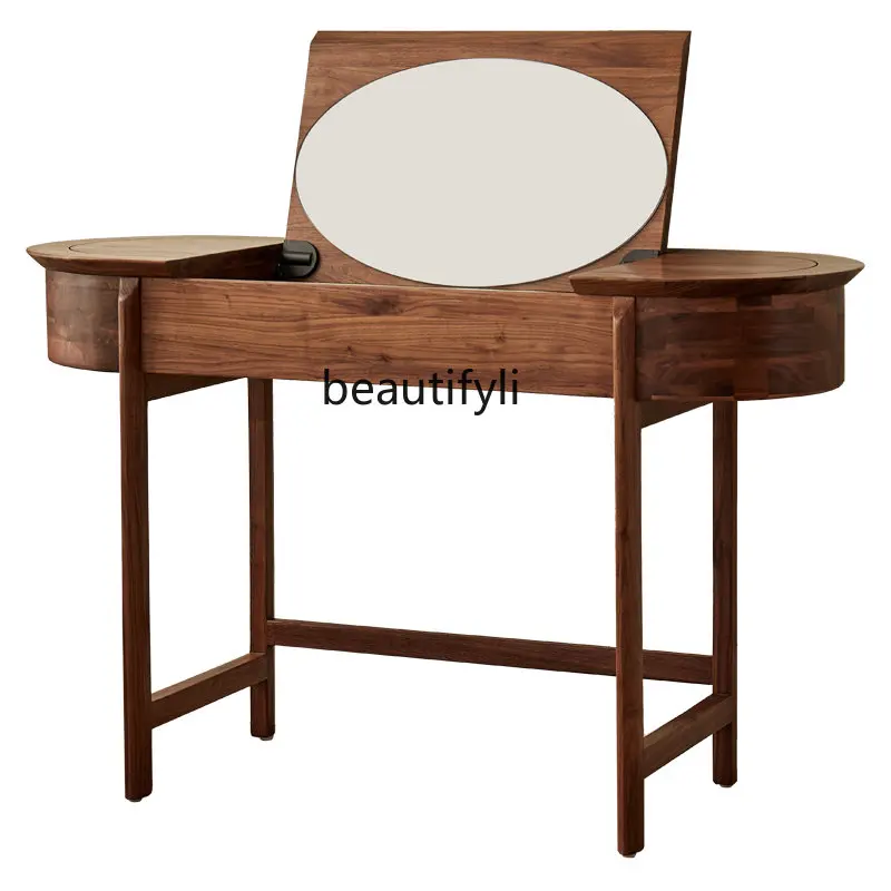 Black Walnut Flip Dresser Bedroom Small Apartment Solid Wood Makeup Table Creative Nordic Designer Functional Desk furniture