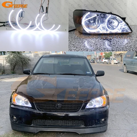 Для Lexus IS200 IS300 Toyota Altezza SXE10: Комплект светодиодных COB-линз Angel Eyes (кольца-глазки) с ультраярким дневным светом