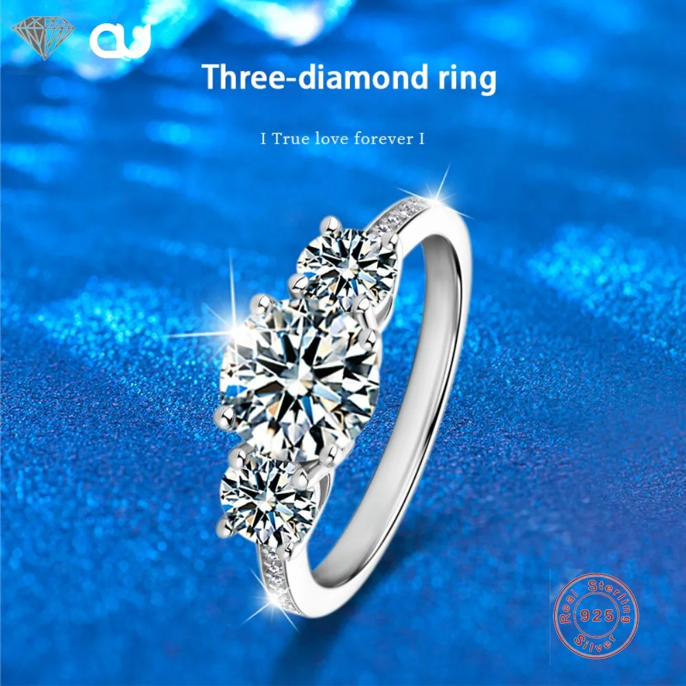 S925 Sterling Silver Ring Engagement&Wedding Moissanite Rings for Women GRA Certification Lab Diamond Band Pass The Test