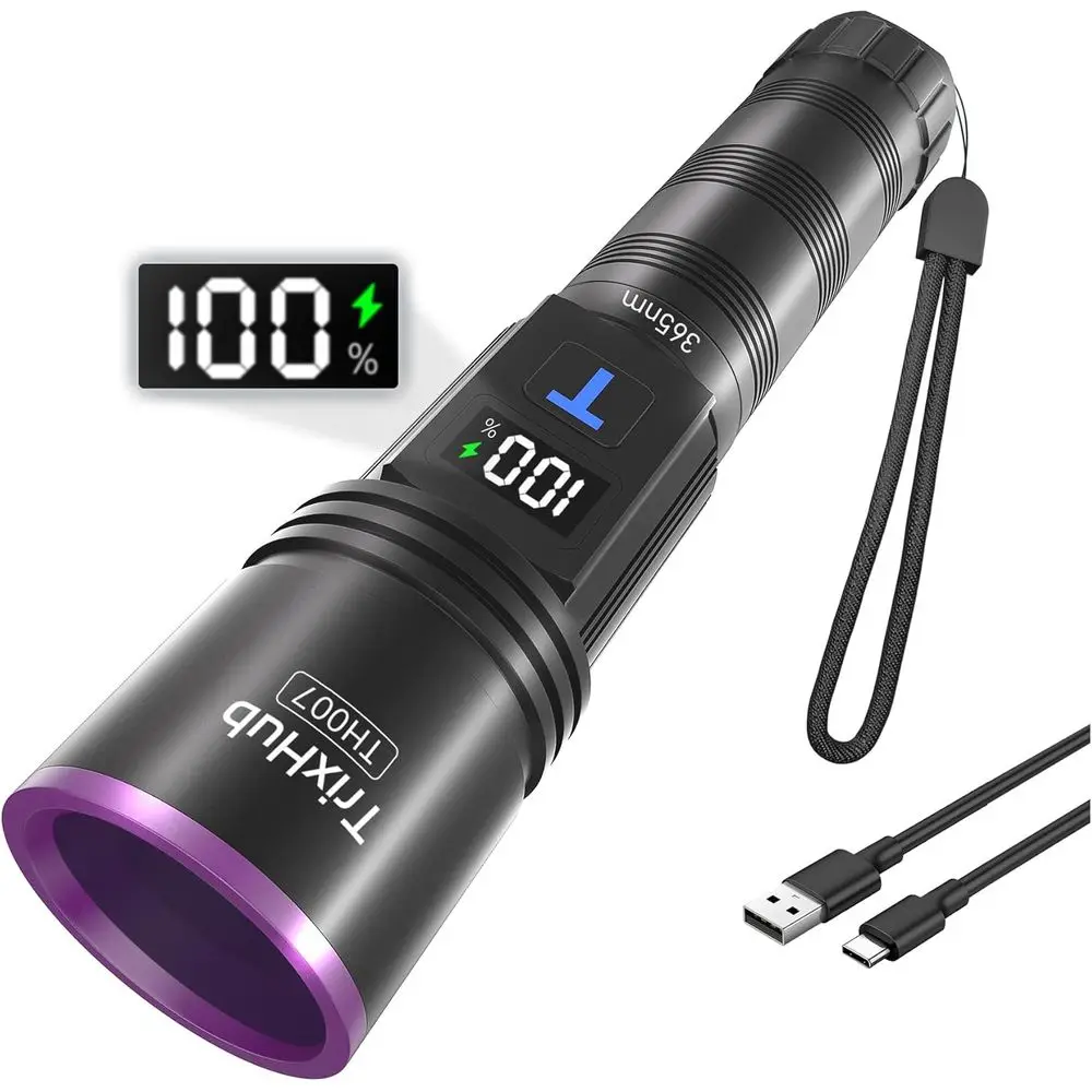 

Rechargeable 365nm UV Black Light with LCD Display for Pet Urine, Resin Curing, and Leak Detection
