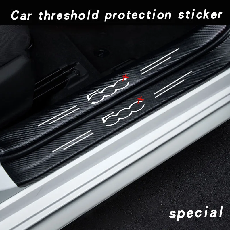 Auto Threshold Guard SEAMETAL Car Stickers Door Edge Protector For FIAT 500X 500 500E 500L 500C 500S Car Accessories Interior