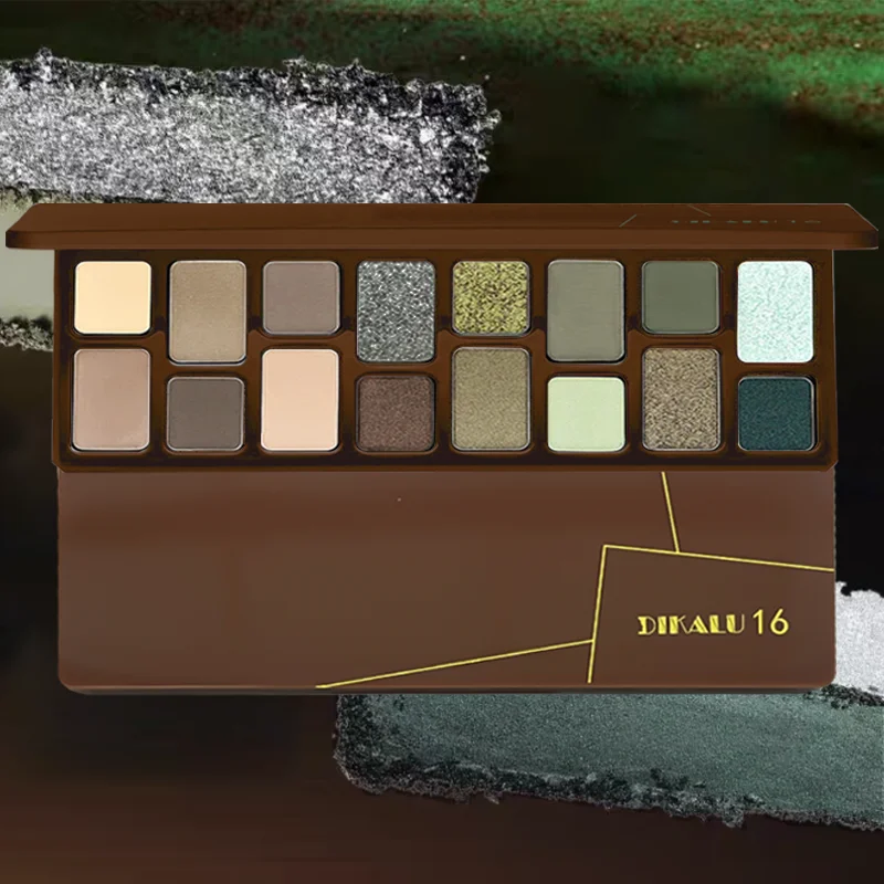 16-ColorEyeshadow Palette, Browns AndGreens, Neutral And Earth Brown Tones,Matte And Glitter Finish For Eye Makeup