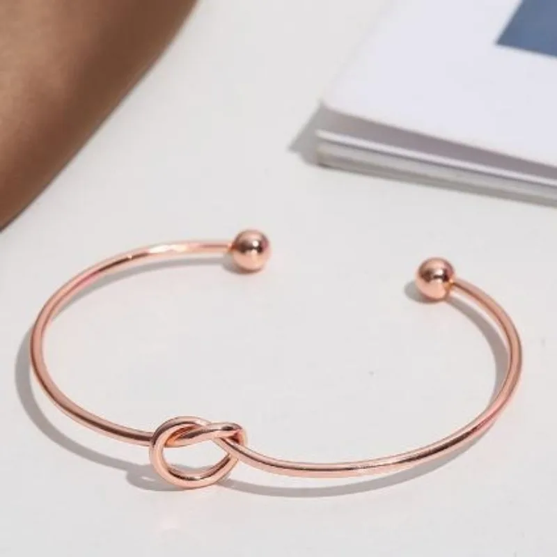 Pulsera abierta tipo C para mujer, brazalete de amor, joyería con nudo de oro rosa, sentido avanzado, Bestie Ins Wind