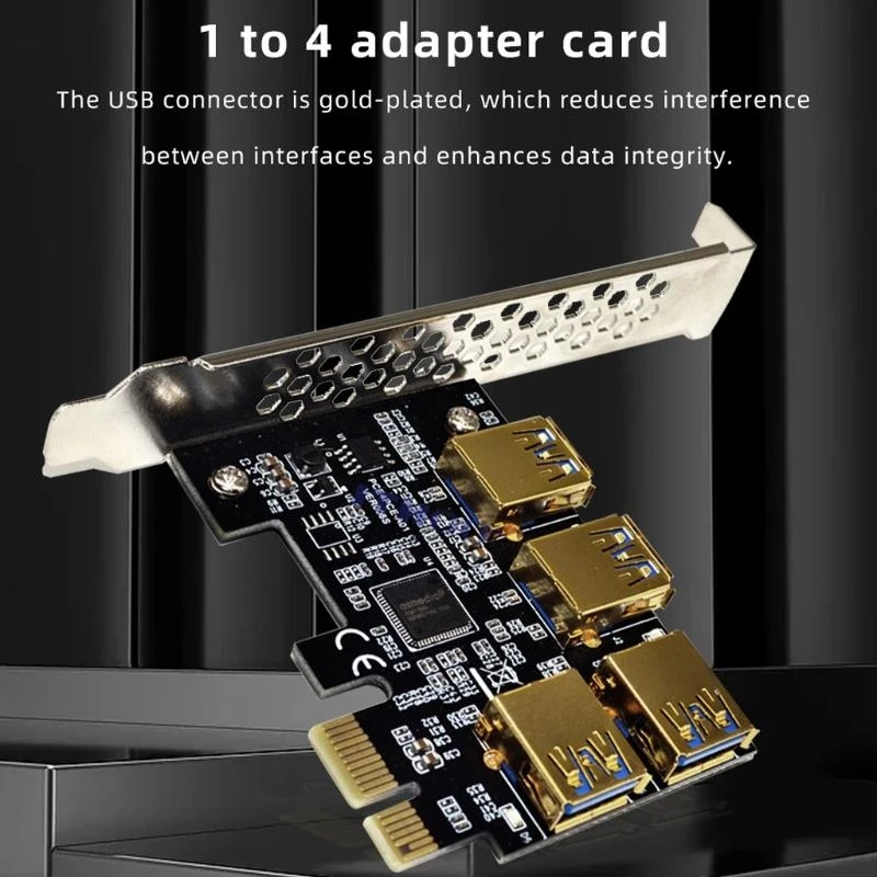 LX0B 009S PCIE1X 16X Riser Card Adapter USB3.0 Cable PCI-E 1X to 16X 4 x USB Extender