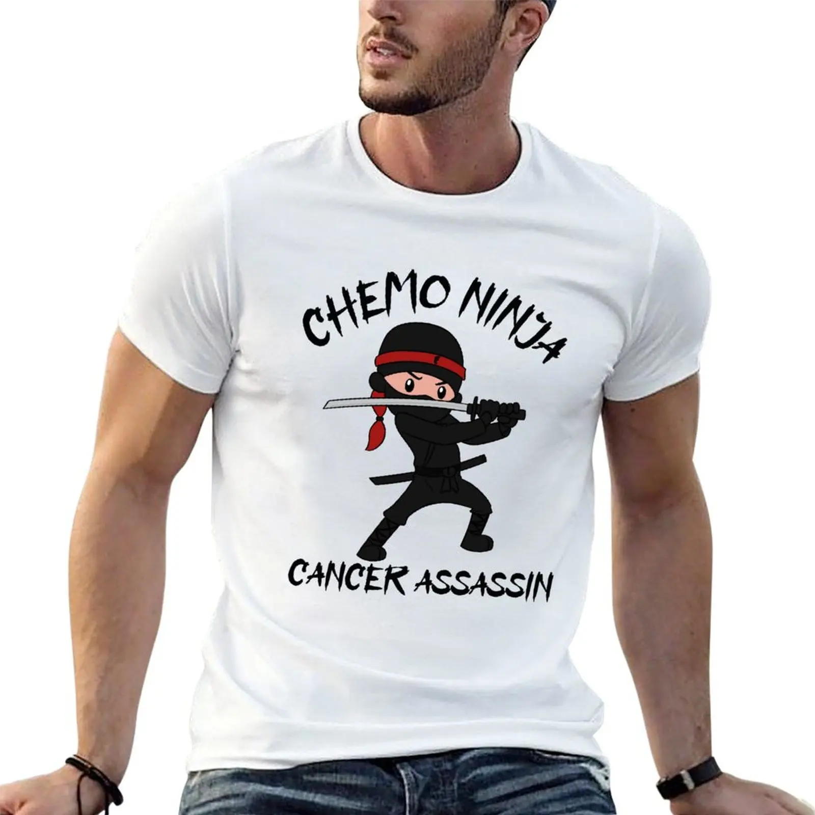 Chemo Ninja Cancer Assassin T-Shirt Summer Print Short Sleeve Tee