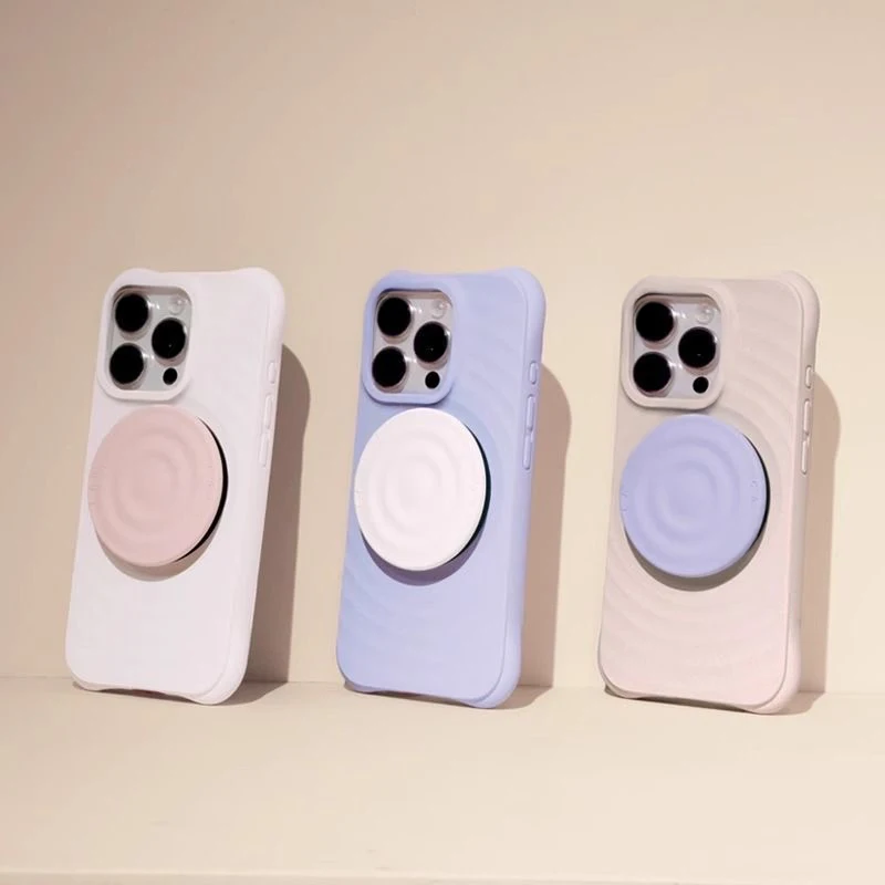 

Silicone Ripple Magnetic Folding Black Phone Stand for IPhone 12 13 14 15 16 Pro Max Holder Mount Support for S25 Ultra