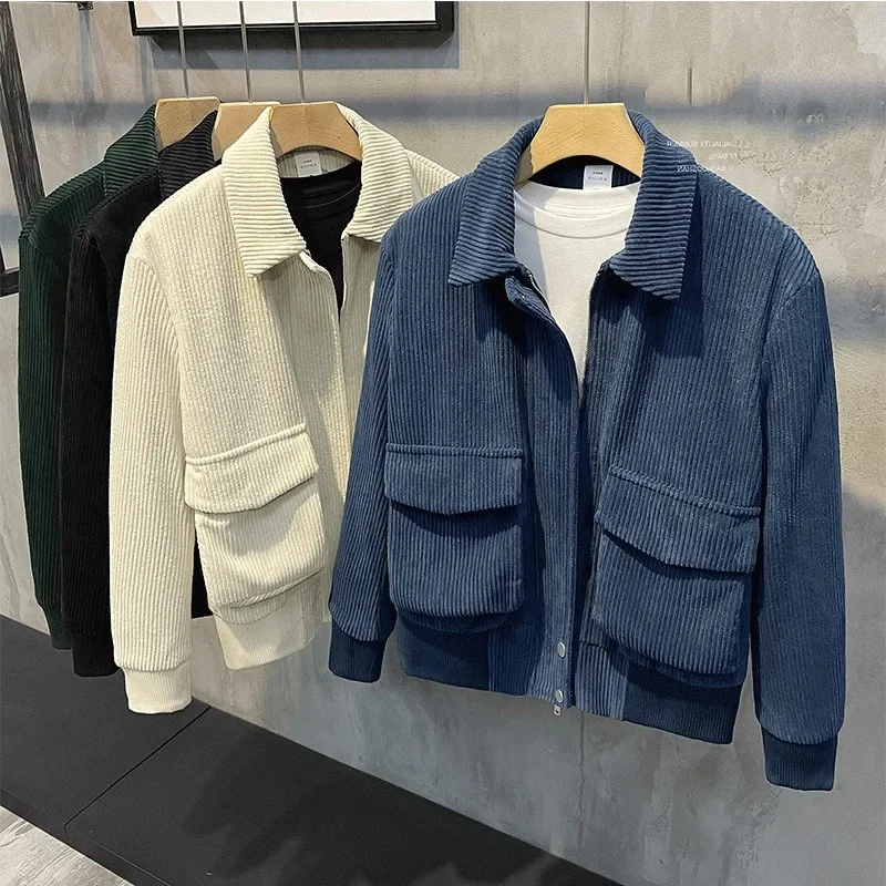 Fashion Brands Mens Clothing Tops Corduroy Jackets Korean Version Trendy Spring and Autumn Jackets for Men