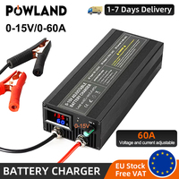 POWLAND Lithium Battery Charger 12.8V 60A Lifepo4 Charger 40A 50A Car Fast Charge 14.6V Battery Charge 20A High Power Adapter