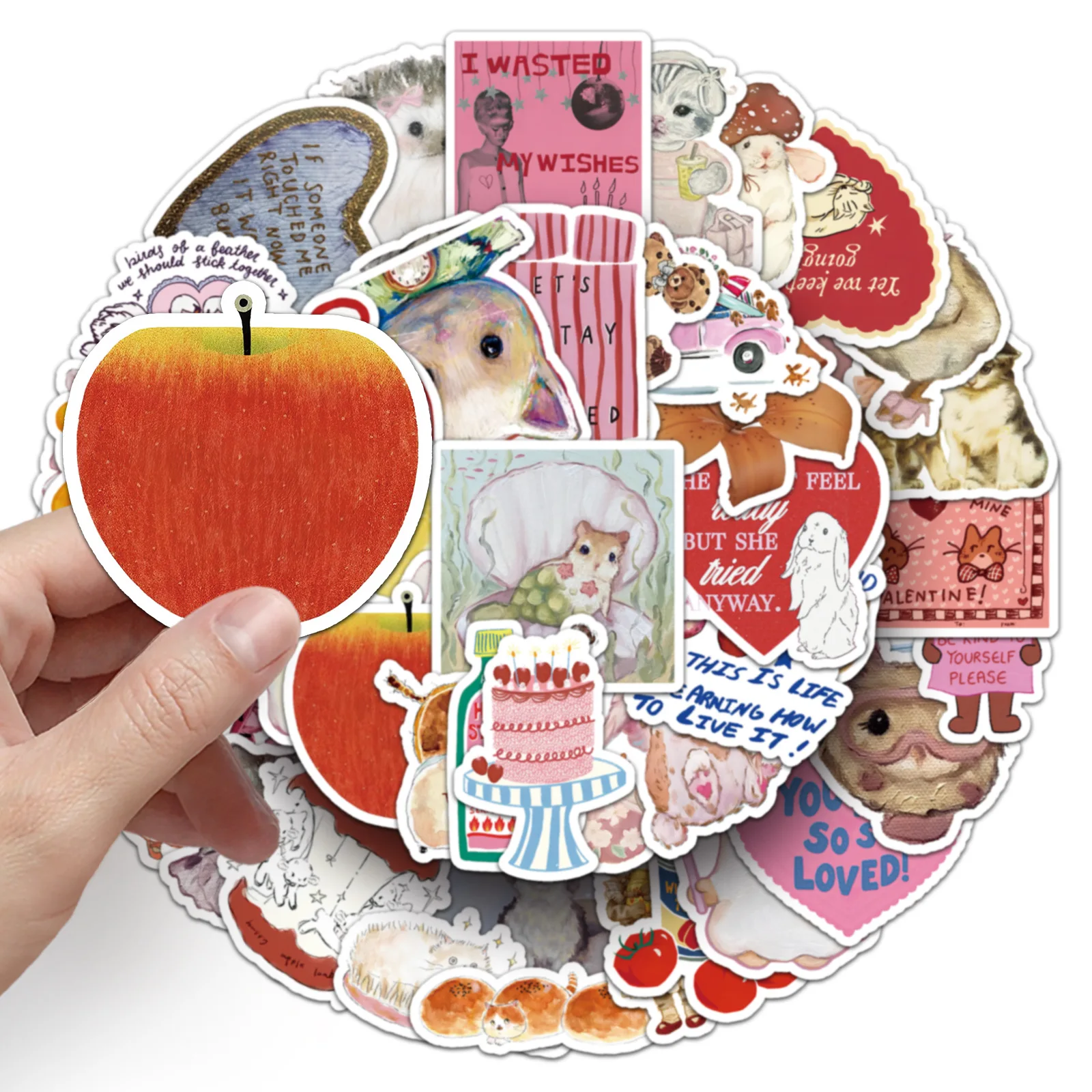 10/50 SZTUK retro wzór koszulki kreskówka świeży styl dziewczęcy styl ins dekoracja naklejka wodoodporna na telefon komórkowy Zabawka dla dzieci