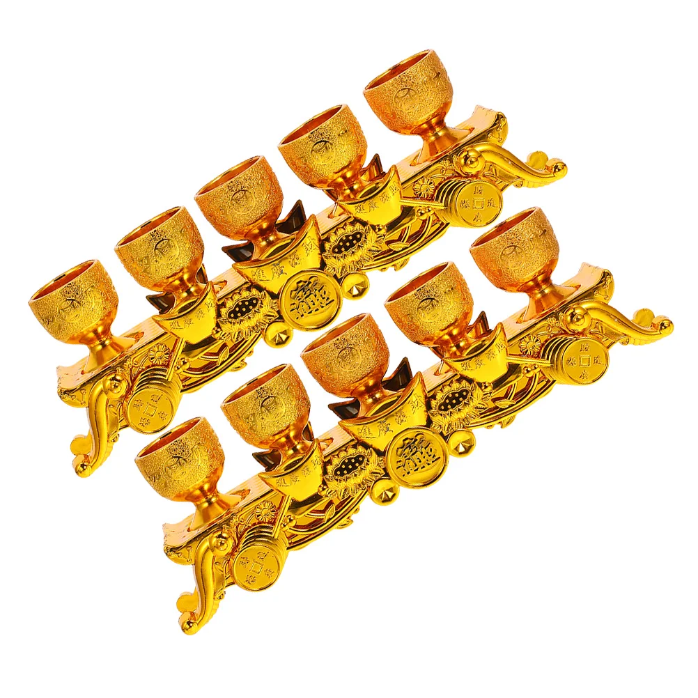 

2Set Gold Mini Worship Chalices Plastic Cups Temple Home Altar Decorative Sacrificial Ritual Cup Chalice Small Cup