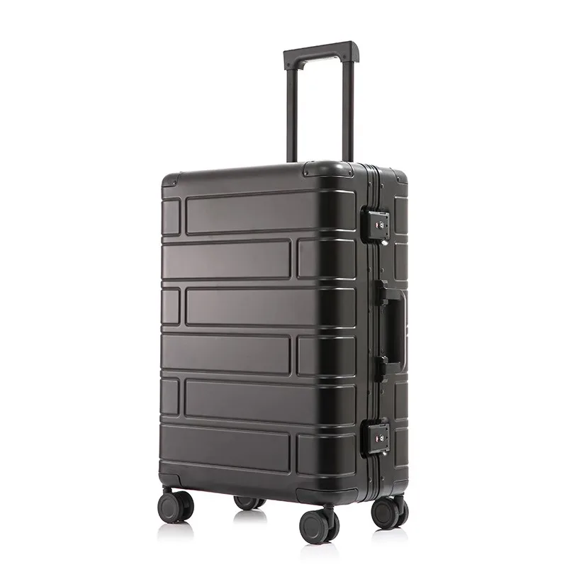 Aluminium Luggage Carrier Password Lock Business Luxury Rolling Suitcase 20''Carry-Ons Cabin Trunk Metal Waterproof Trolley Case