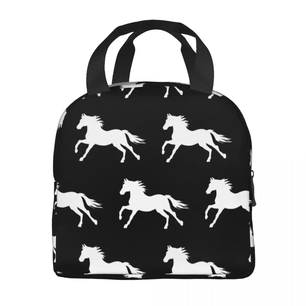 Horse Running Thermal Insulated Lunch Bag Women Animal Lover Portable Lunch Tote for School Multifunction Food Box