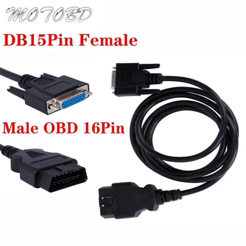 OBD2 16 Pin Male To DB 15 Pin Female Extension Cable OBD II Diagnostic Extender Small Connector Cable Adapter